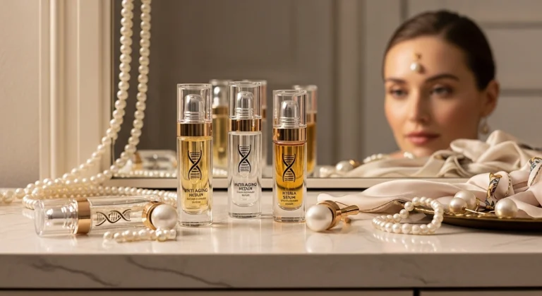 A woman showcasing the smooth, natural results achievable with a Glownetics at home botox alternative. Confident and radiant, needle-free results are possible.