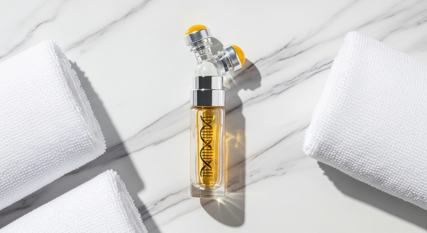 Citrus-themed product shot featuring Glownetics best serum for microneedling, promising radiant skin. Consider a hyaluronic acid serum for added hydration.