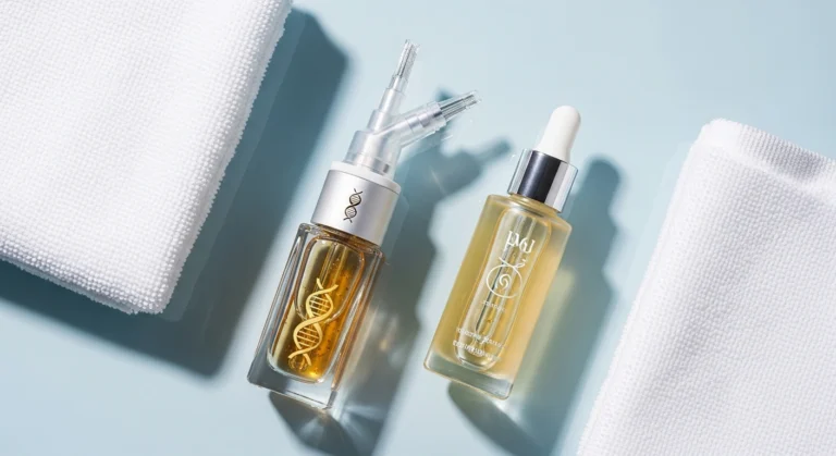 Complete skincare routine with best serum for microneedling, including retinol serum and hyaluronic acid serum. Glownetics products for optimal results.