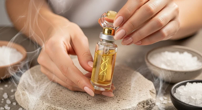 Gentle skincare products, suggesting safe at home microneedling. Discover a calming approach with the Glownetics microneedling kit.