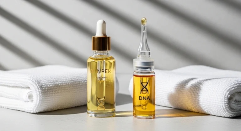 A luxurious representation of regenerative skincare featuring PDRN serum for youthful skin by Glownetics. Exploring the benefits beyond retinol serum.