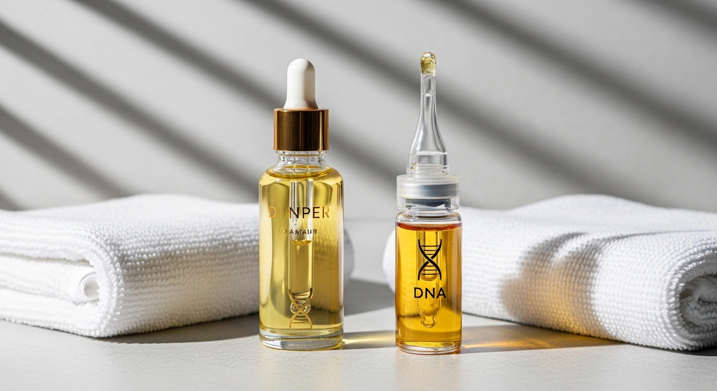A luxurious representation of regenerative skincare featuring PDRN serum for youthful skin by Glownetics. Exploring the benefits beyond retinol serum.