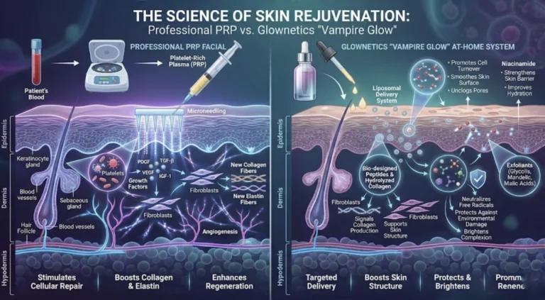Glownetics PRP facial at home vs professional: collagen boosting, anti aging facial treatment.